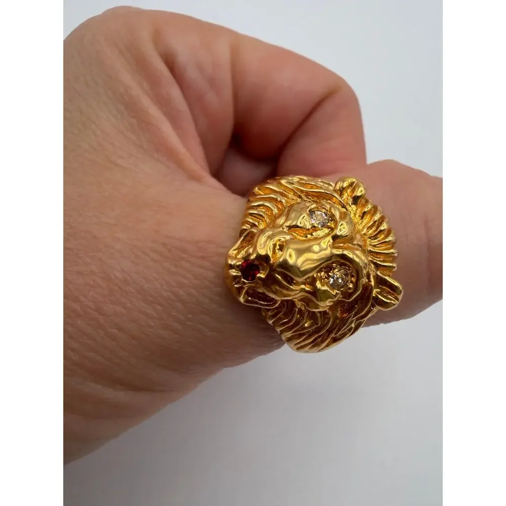 Lowell Hays Elvis Presley Lion Head Ring 18K Gold Plated Size 9